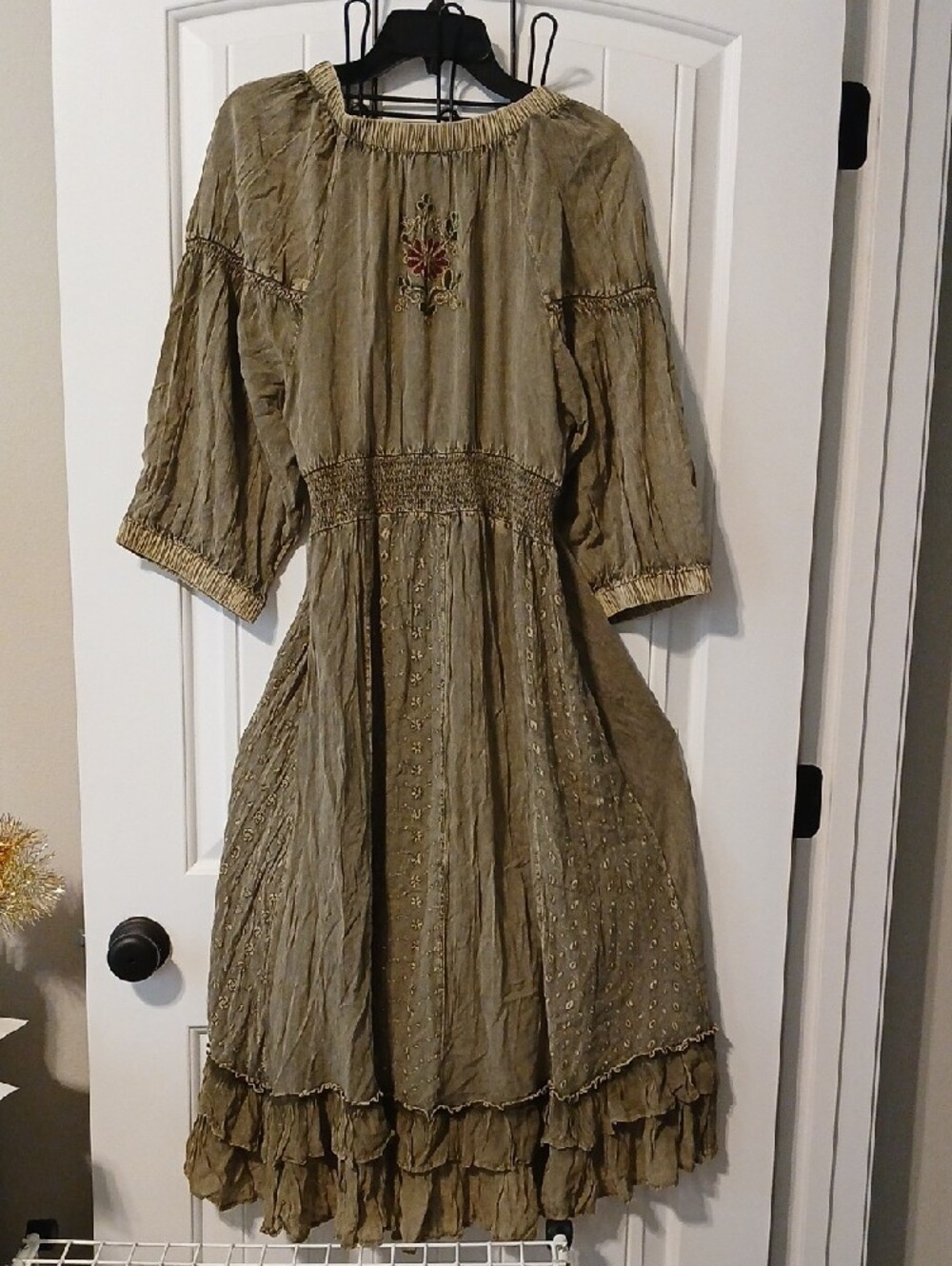 Boho Midi Dress in Olive Green - Picture 10 of 14